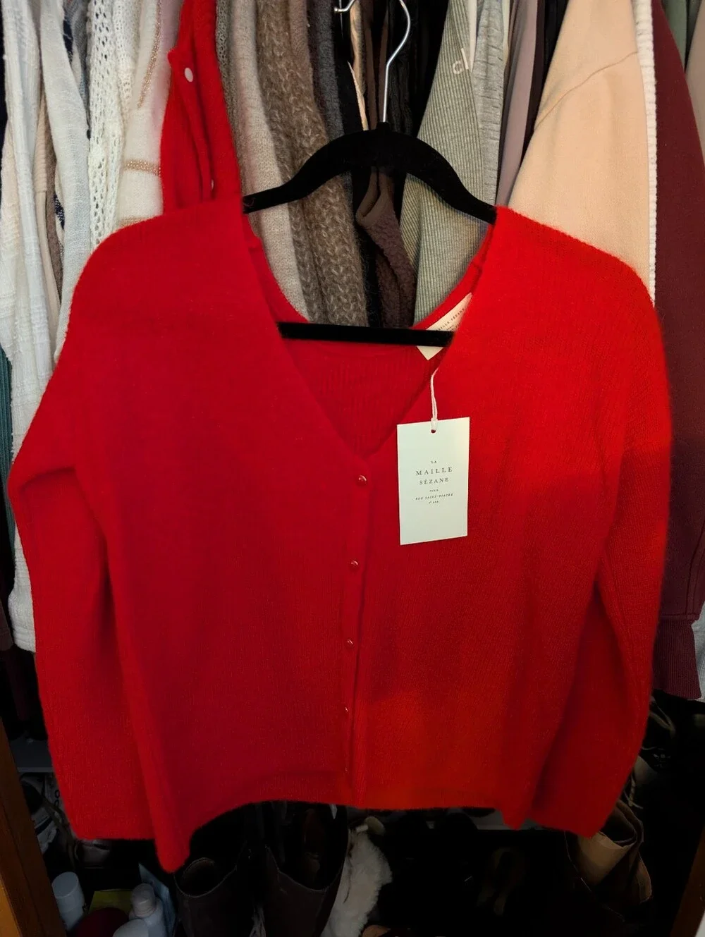 Sézane Red Barry Cardigan
